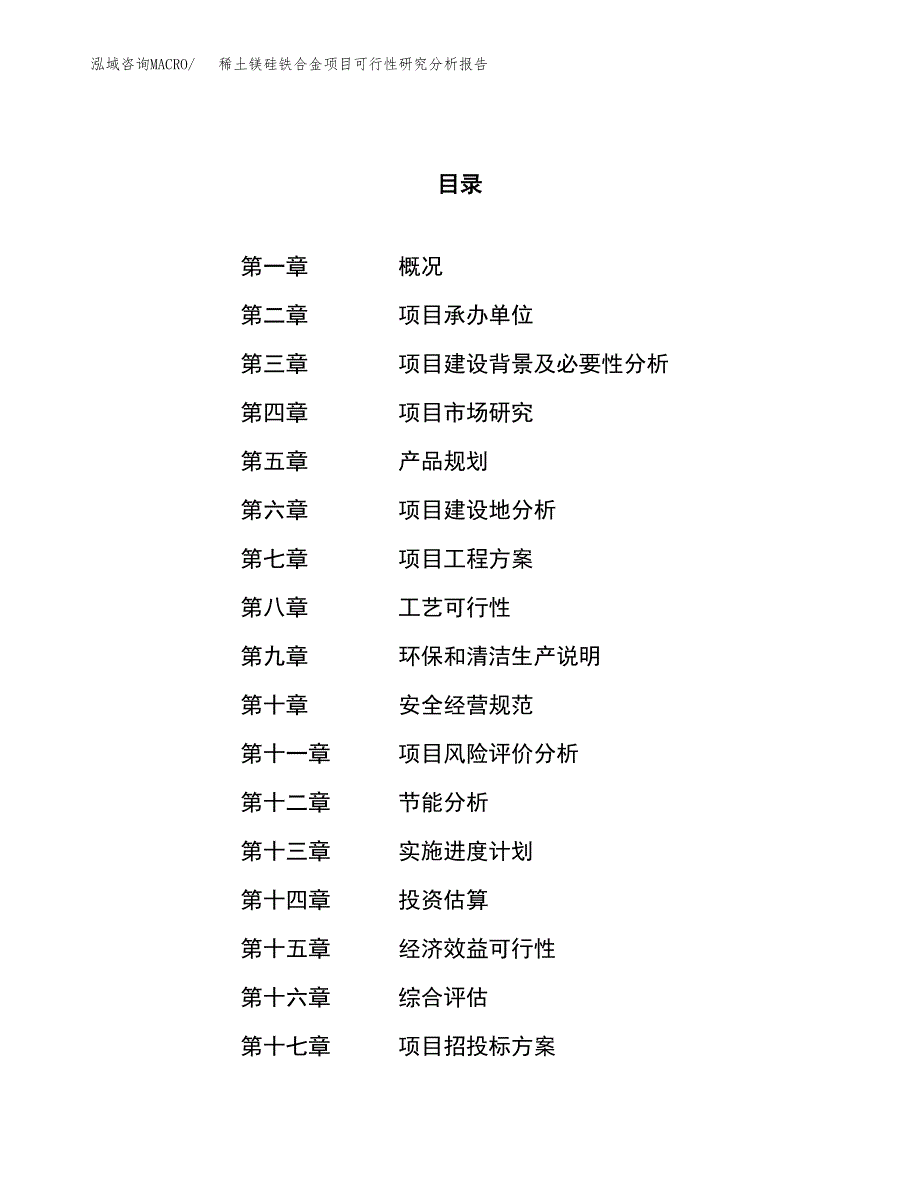 项目公示_稀土镁硅铁合金项目可行性研究分析报告.docx_第1页