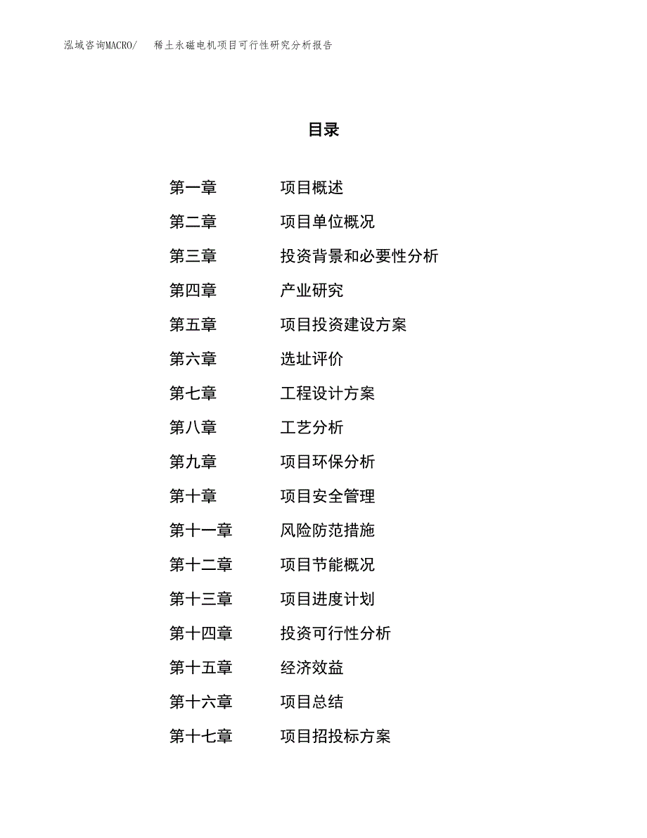 项目公示_稀土永磁电机项目可行性研究分析报告.docx_第1页