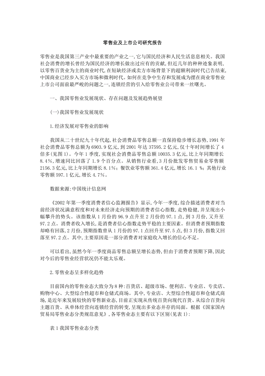 我国零售业发展现状及其上市公司分析_第1页