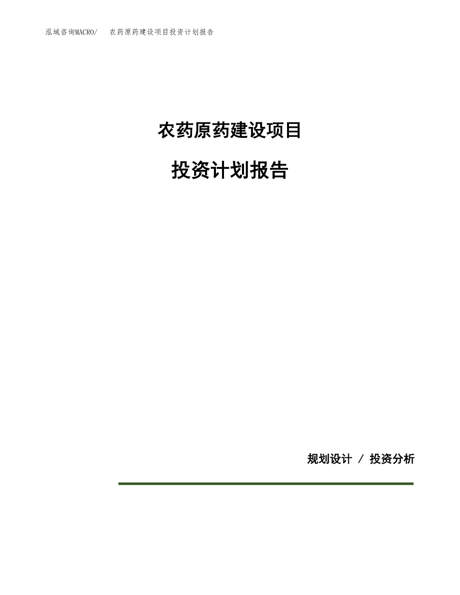 农药原药建设项目投资计划报告.docx_第1页