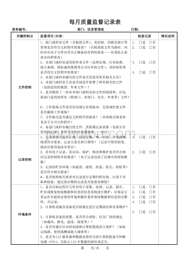 质量监督记录表-it_第1页