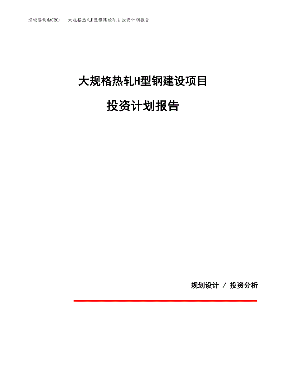 大规格热轧H型钢建设项目投资计划报告.docx_第1页