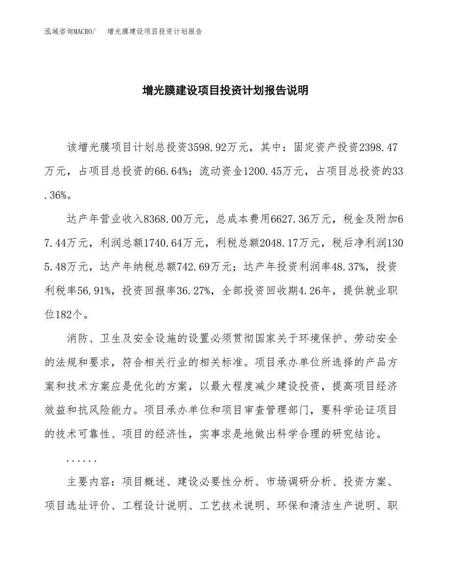 增光膜建设项目投资计划报告.docx_第2页