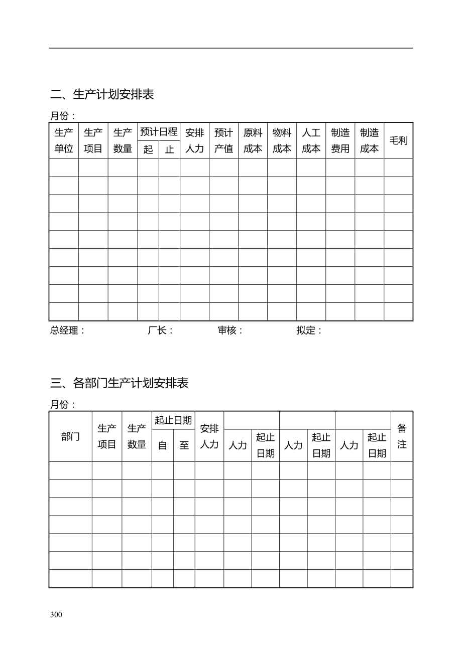 生产工作计划表格大全_第2页