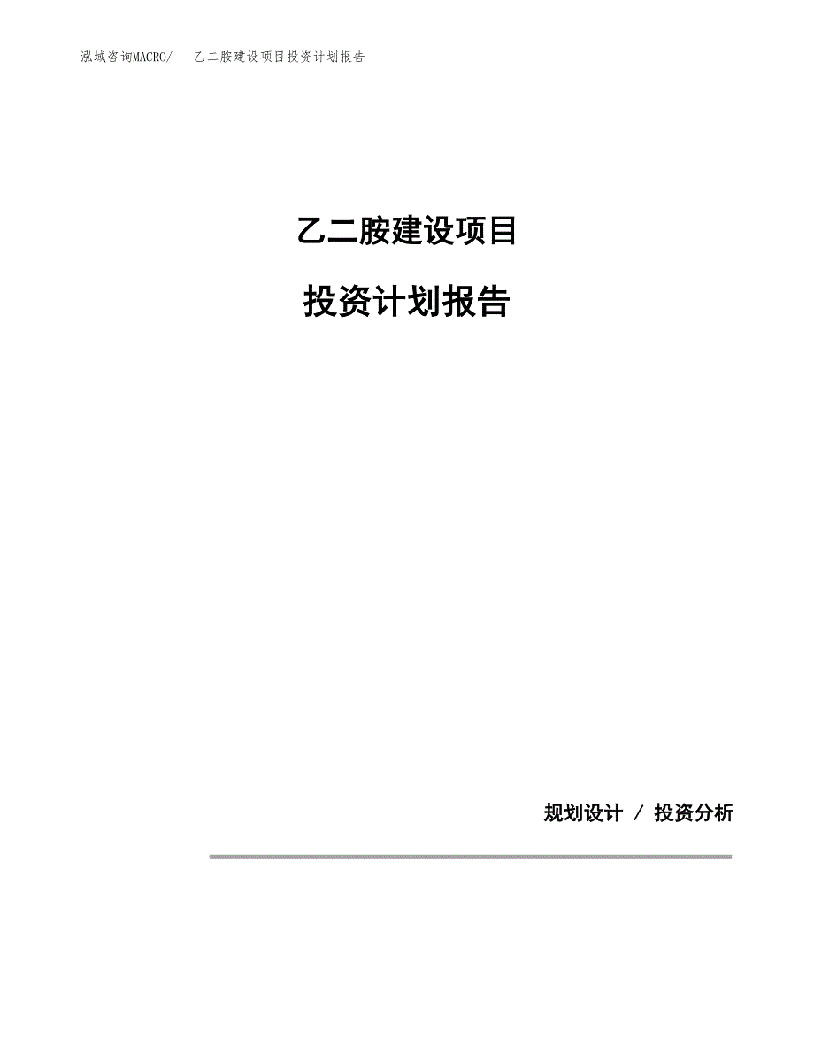 乙二胺建设项目投资计划报告.docx_第1页