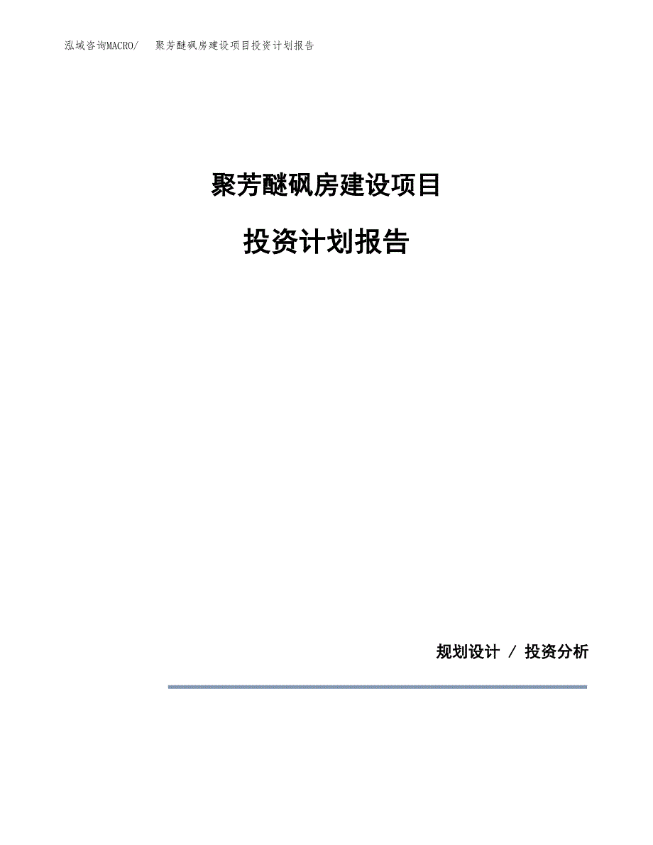 聚芳醚砜房建设项目投资计划报告.docx_第1页