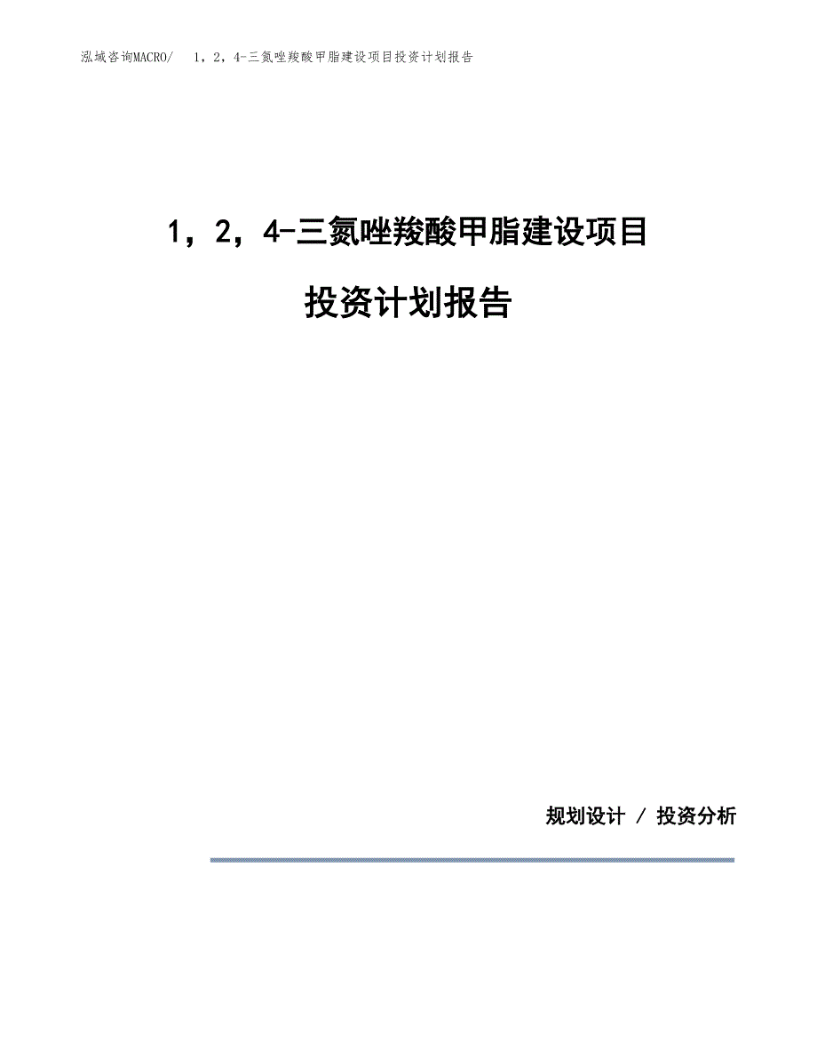 1，2，4-三氮唑羧酸甲脂建设项目投资计划报告.docx_第1页