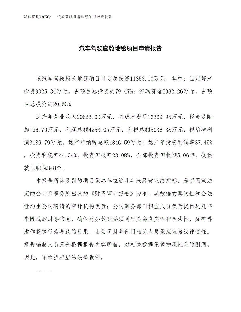 汽车驾驶座舱地毯项目申请报告（47亩）.docx_第2页