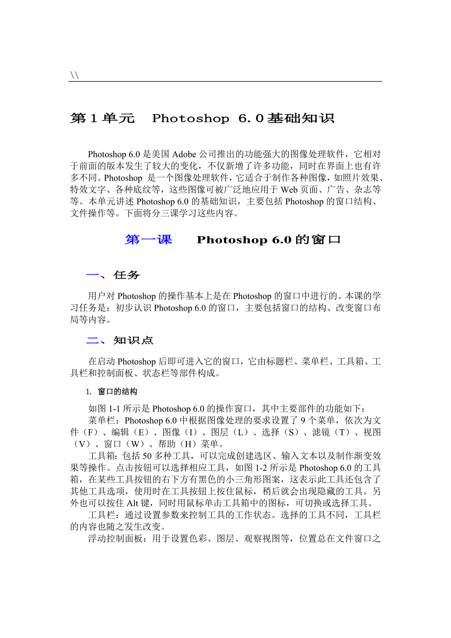 适合初学者Photoshop6.0学习进步基础入门教案课件教材汇总_第1页