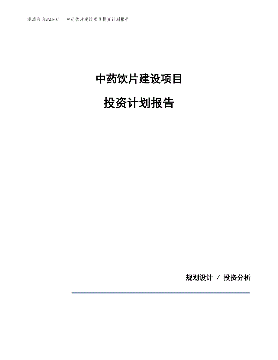 中药饮片建设项目投资计划报告.docx_第1页