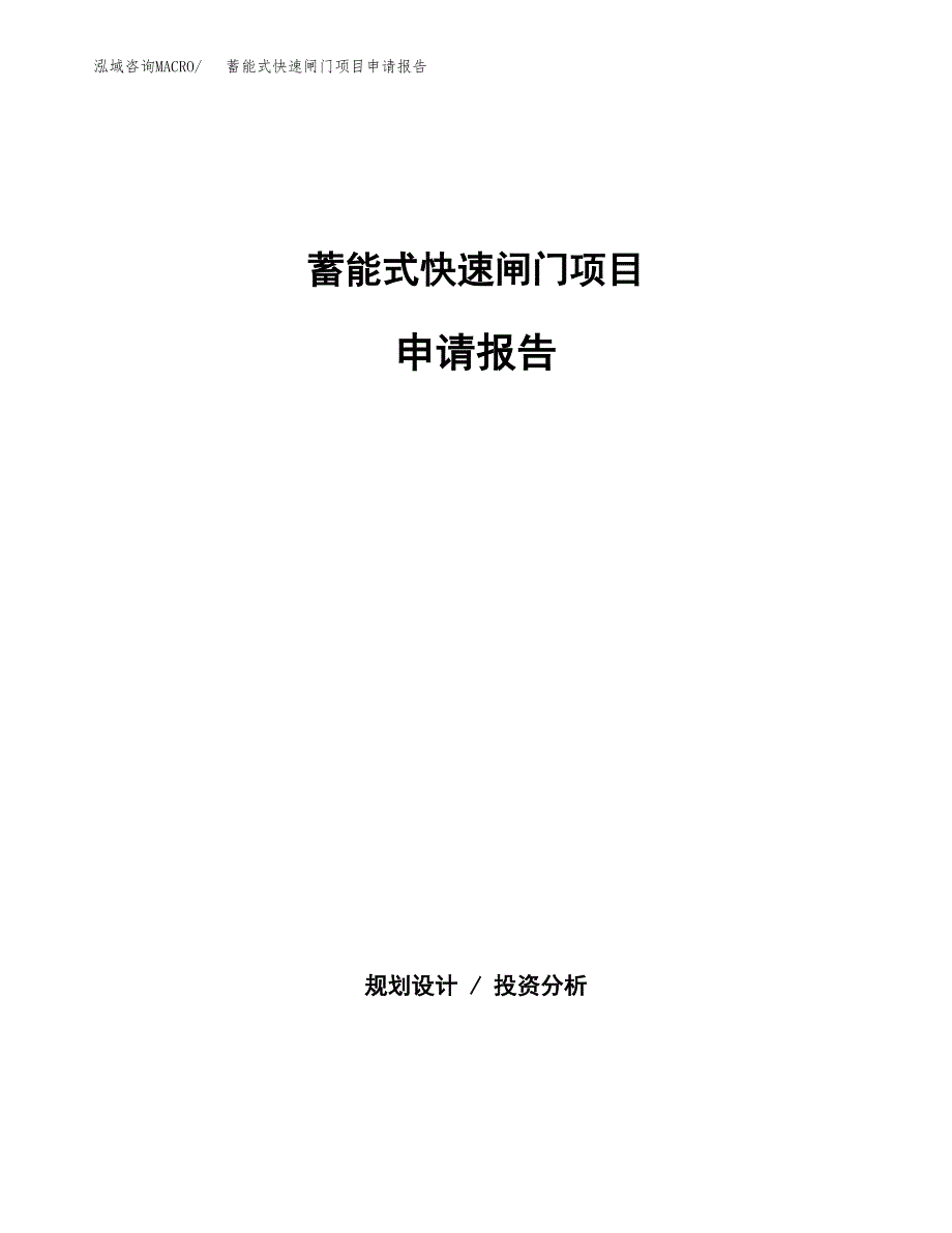 蓄能式快速闸门项目申请报告（23亩）.docx_第1页