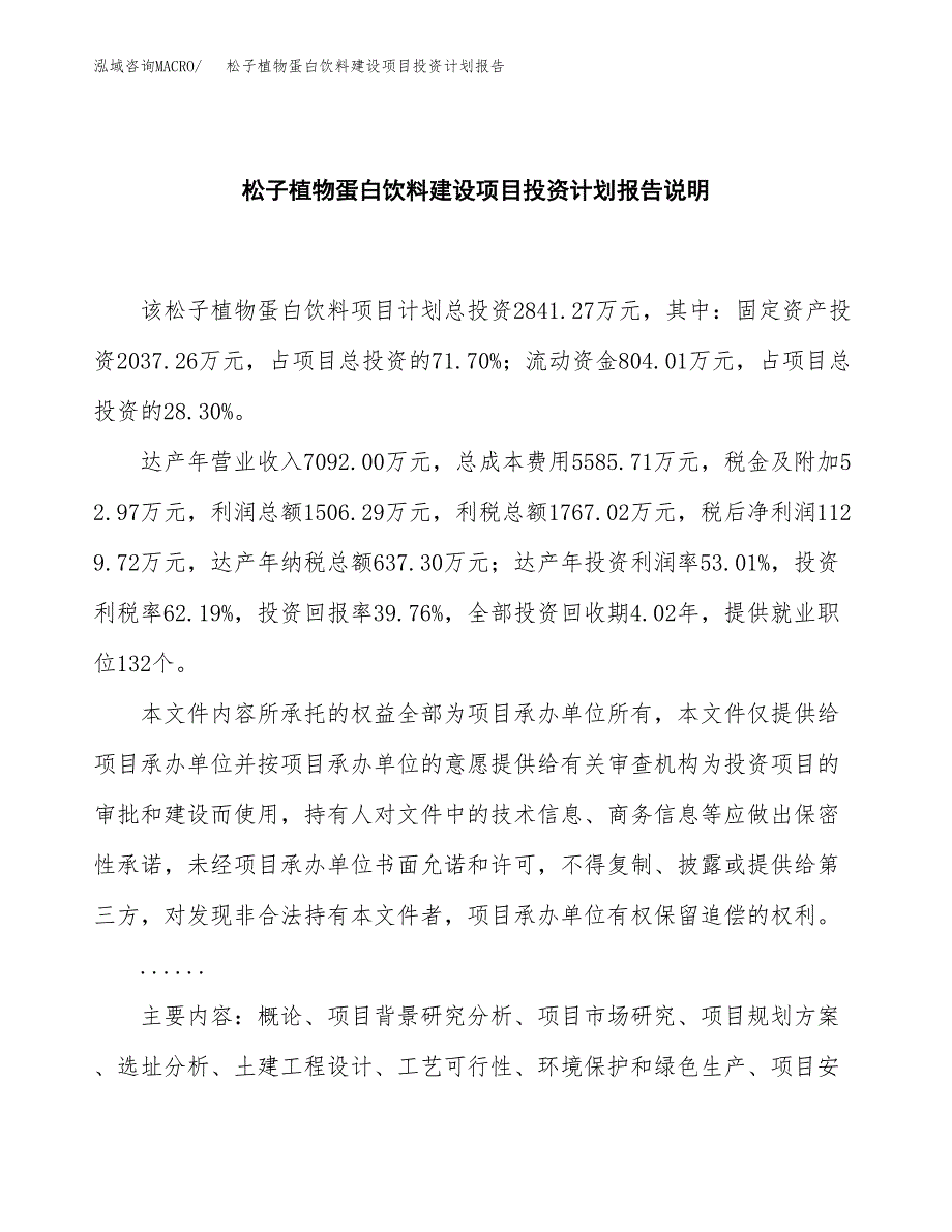 松子植物蛋白饮料建设项目投资计划报告.docx_第2页