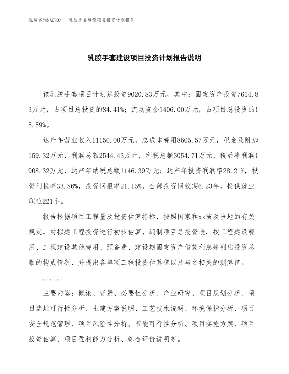 乳胶手套建设项目投资计划报告.docx_第2页