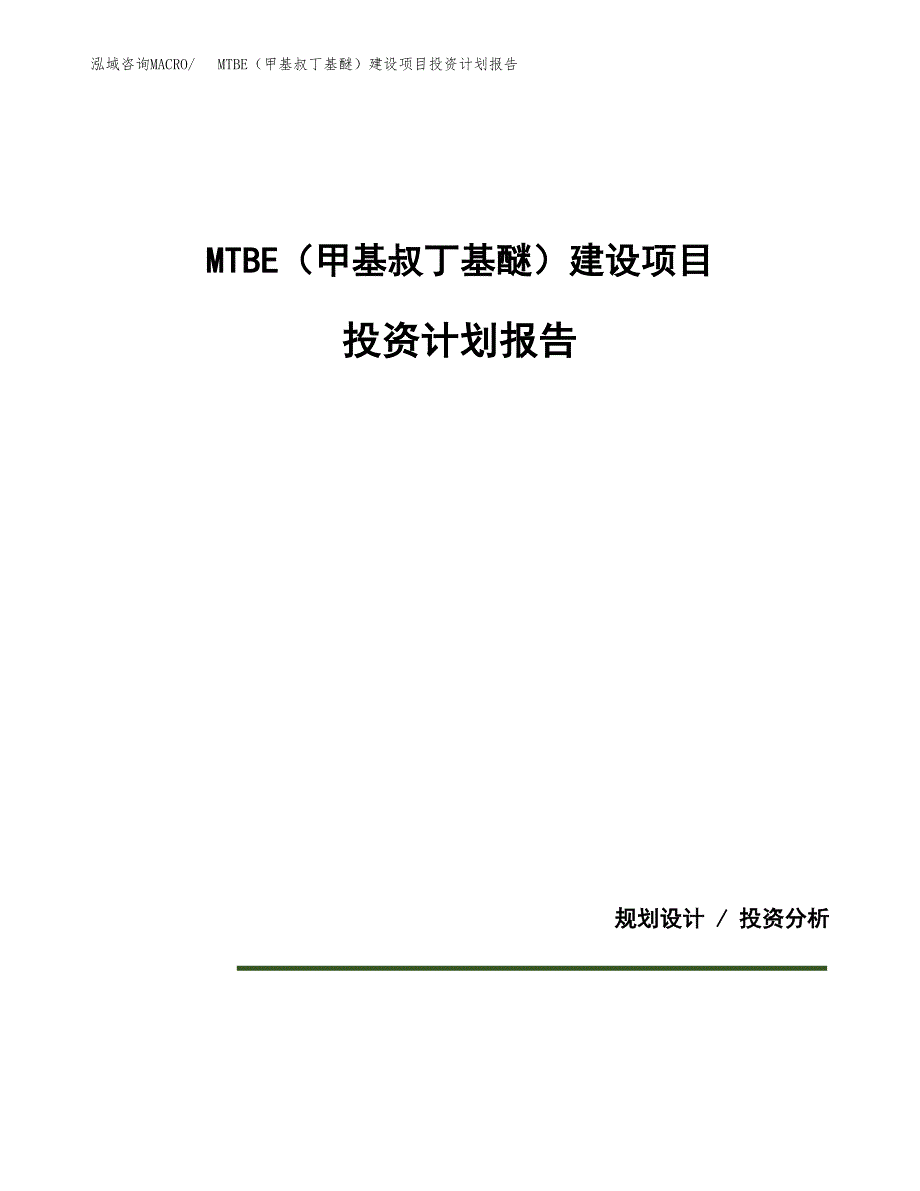 MTBE（甲基叔丁基醚）建设项目投资计划报告.docx_第1页