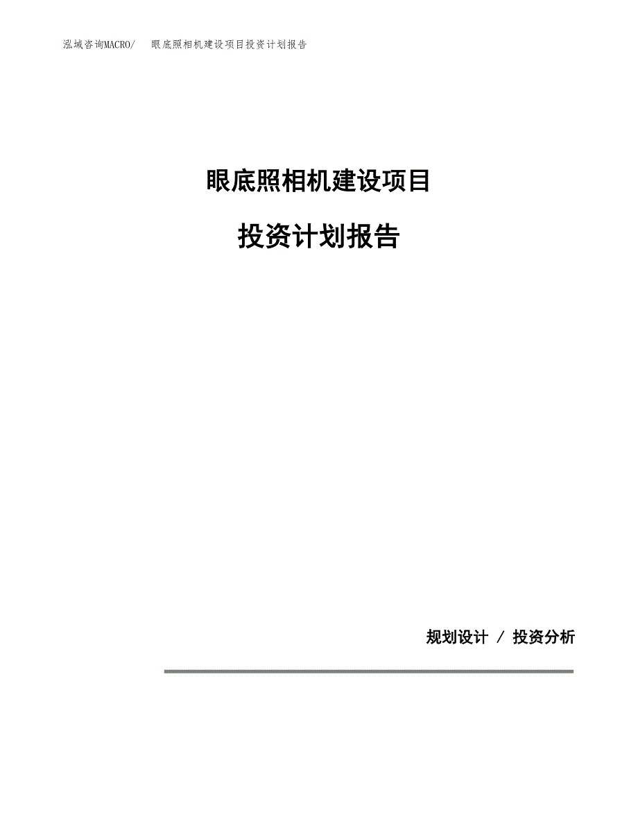 眼底照相机建设项目投资计划报告.docx_第1页