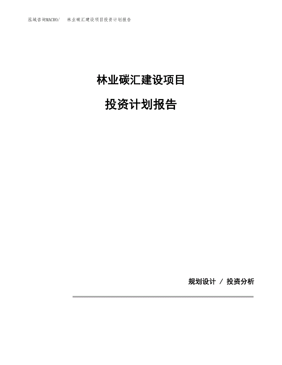 林业碳汇建设项目投资计划报告.docx_第1页