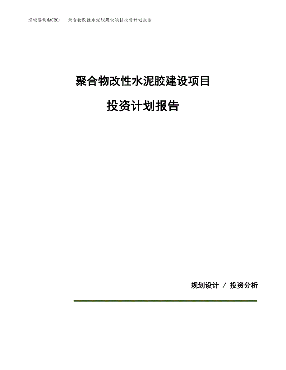 聚合物改性水泥胶建设项目投资计划报告.docx_第1页