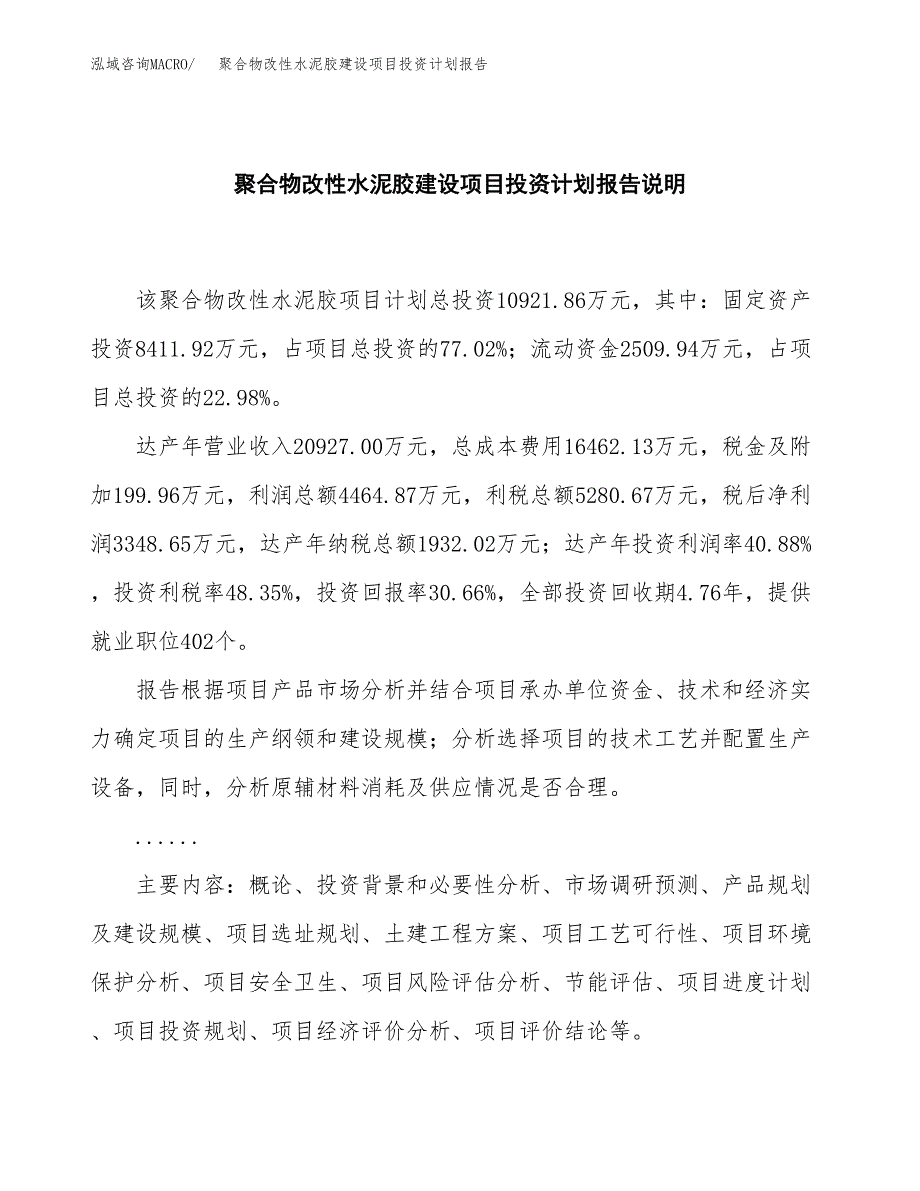 聚合物改性水泥胶建设项目投资计划报告.docx_第2页