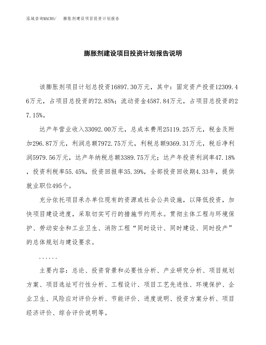 膨胀剂建设项目投资计划报告.docx_第2页