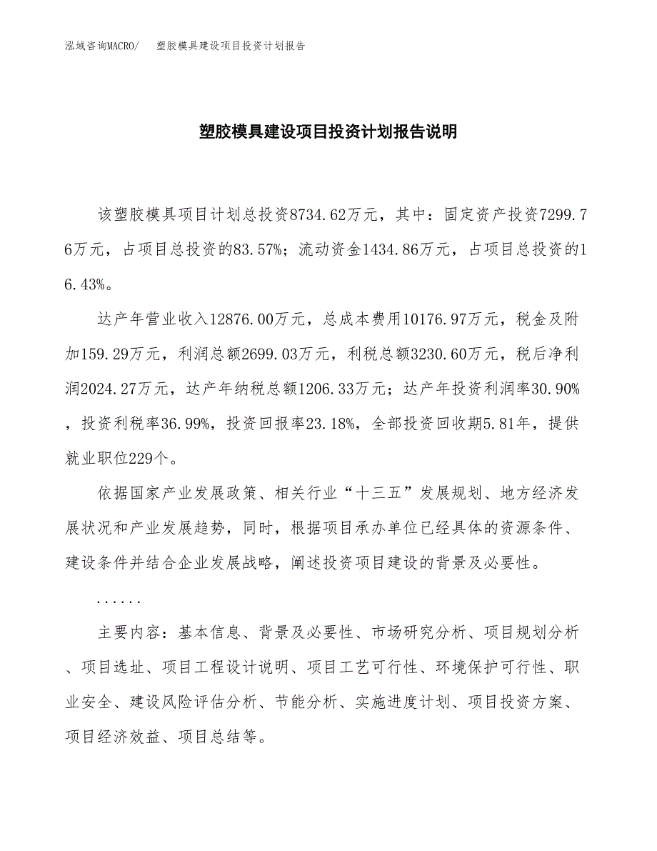 塑胶模具建设项目投资计划报告.docx_第2页