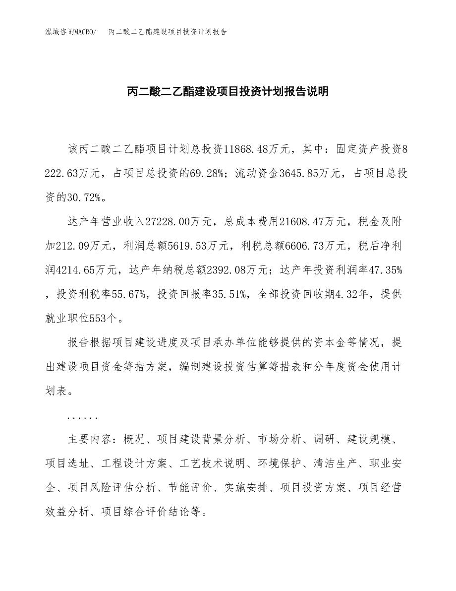 丙二酸二乙酯建设项目投资计划报告.docx_第2页