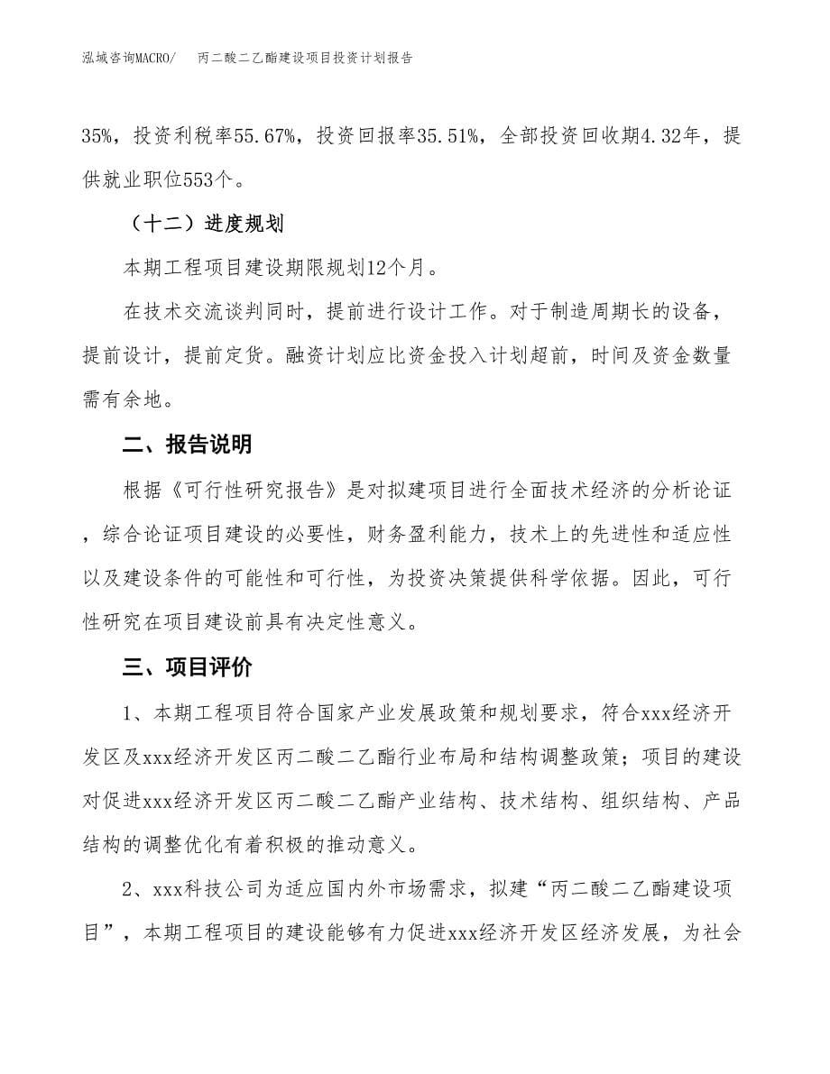 丙二酸二乙酯建设项目投资计划报告.docx_第5页