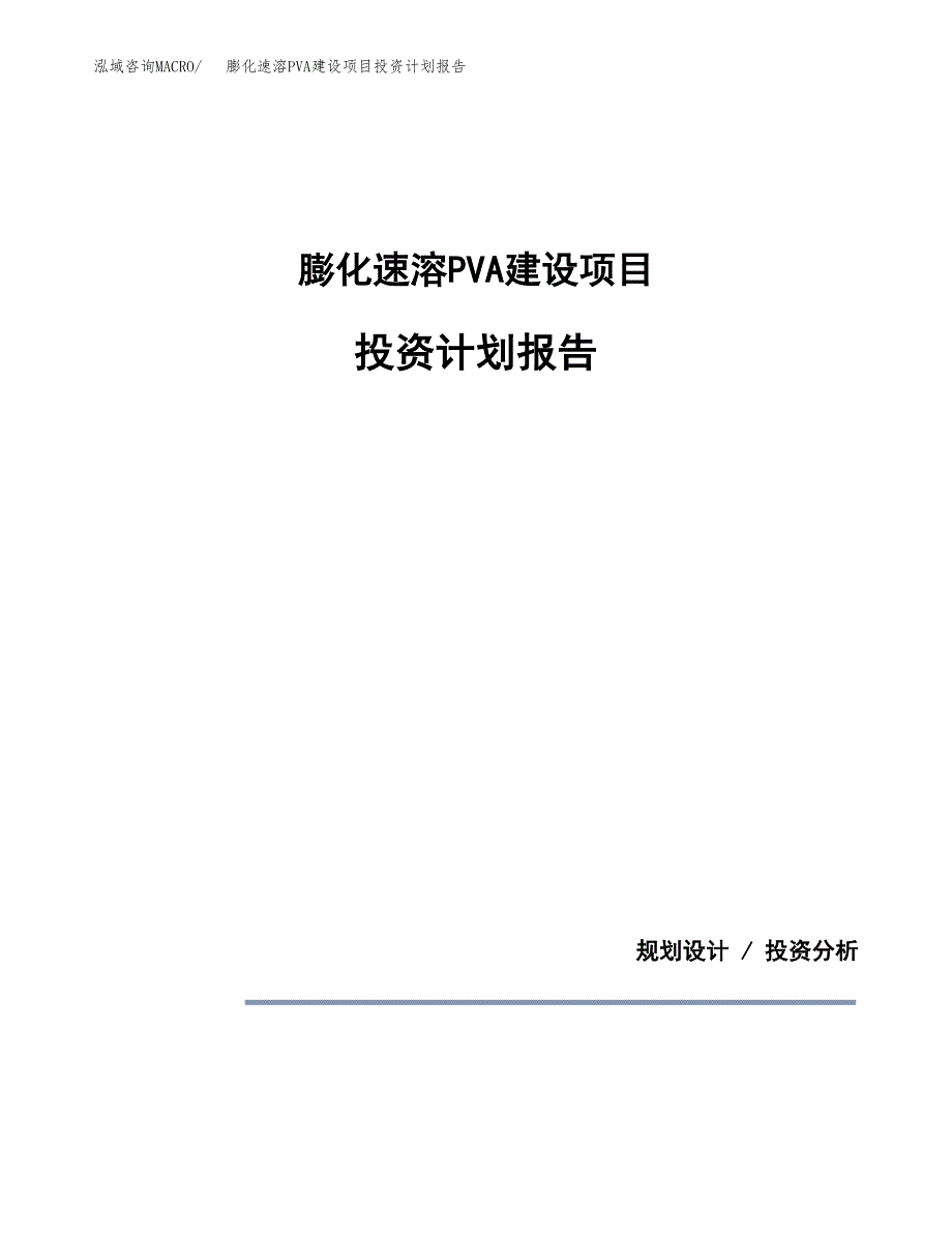 膨化速溶PVA建设项目投资计划报告.docx_第1页