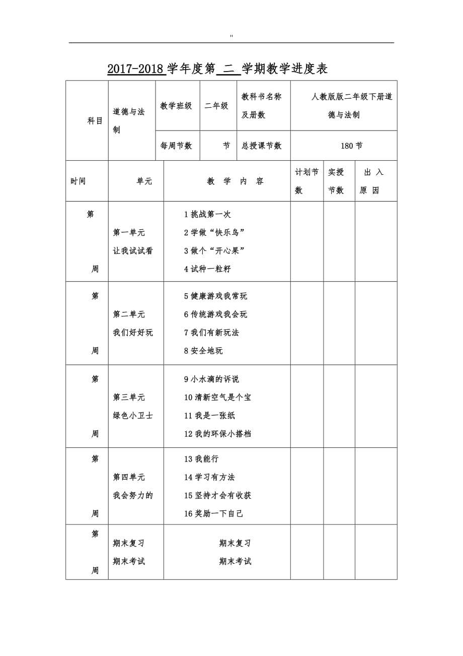 人教版'二年级'下册道德与法治教案材料_第2页