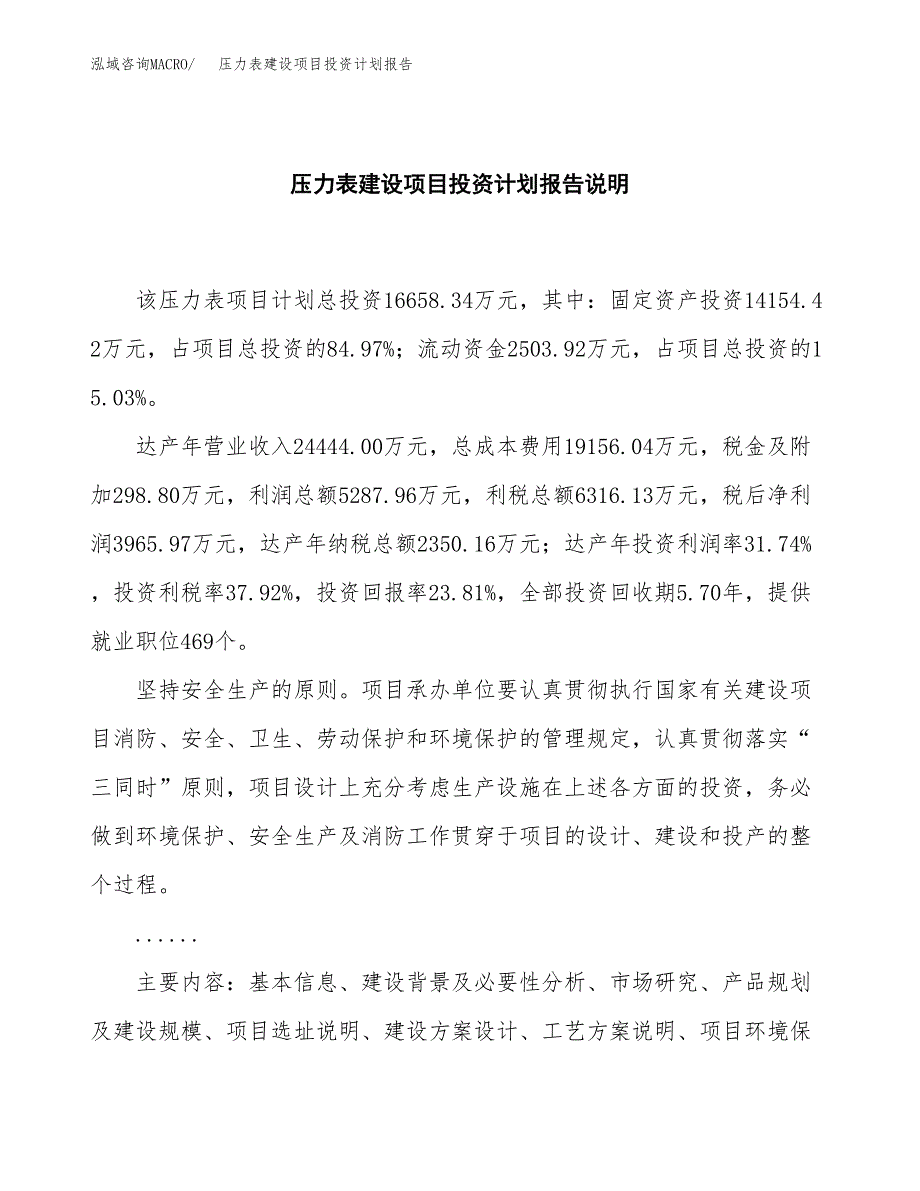 压力表建设项目投资计划报告.docx_第2页