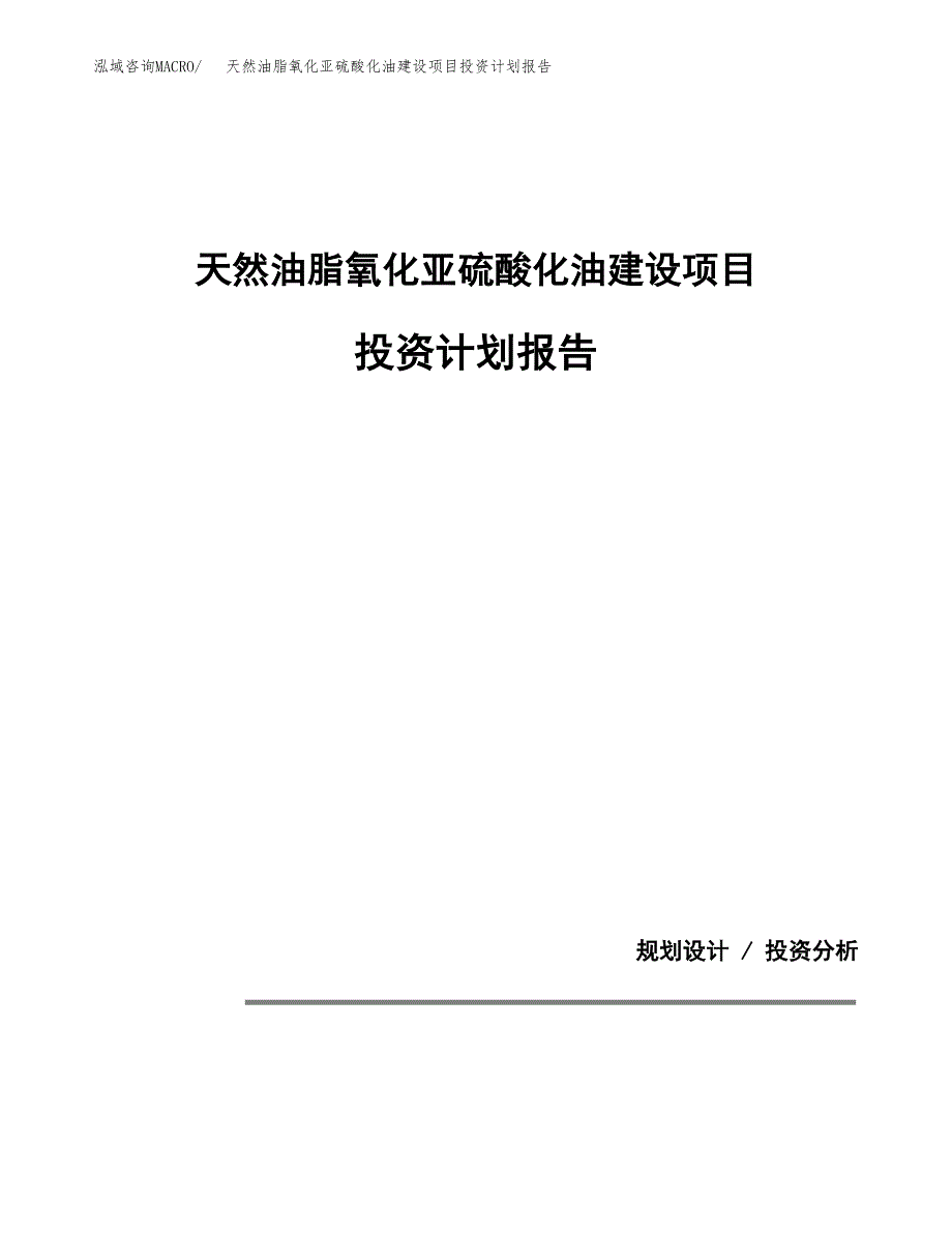 天然油脂氧化亚硫酸化油建设项目投资计划报告.docx_第1页