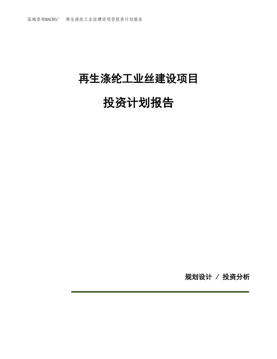 再生涤纶工业丝建设项目投资计划报告.docx_第1页