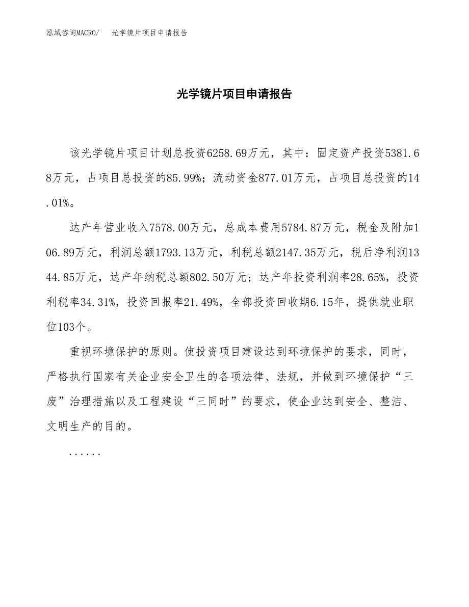 光学镜片项目申请报告（29亩）.docx_第2页