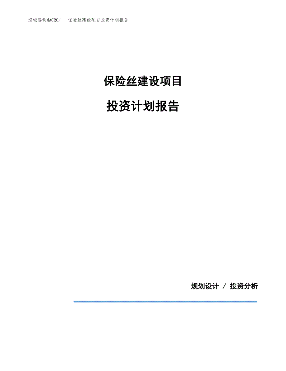 保险丝建设项目投资计划报告.docx_第1页