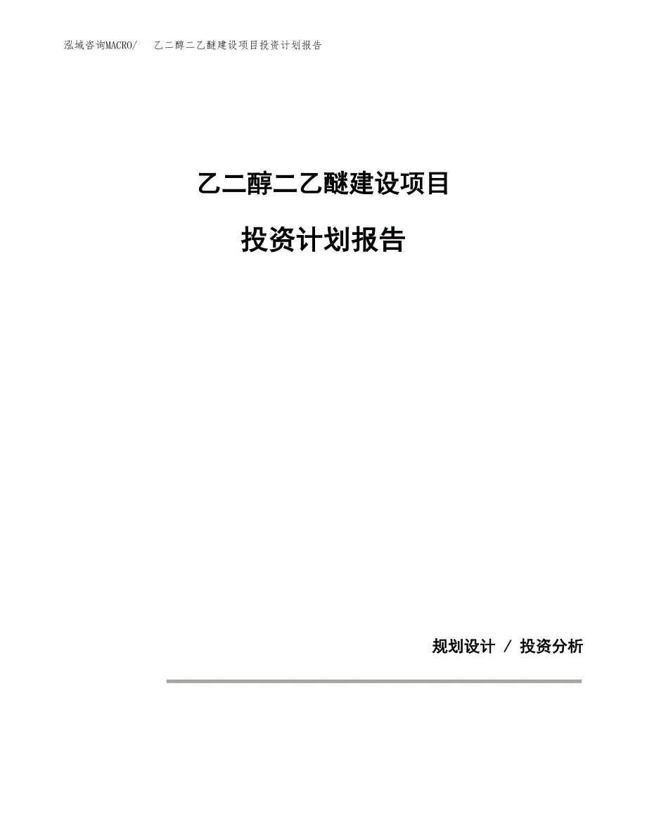 乙二醇二乙醚建设项目投资计划报告.docx_第1页