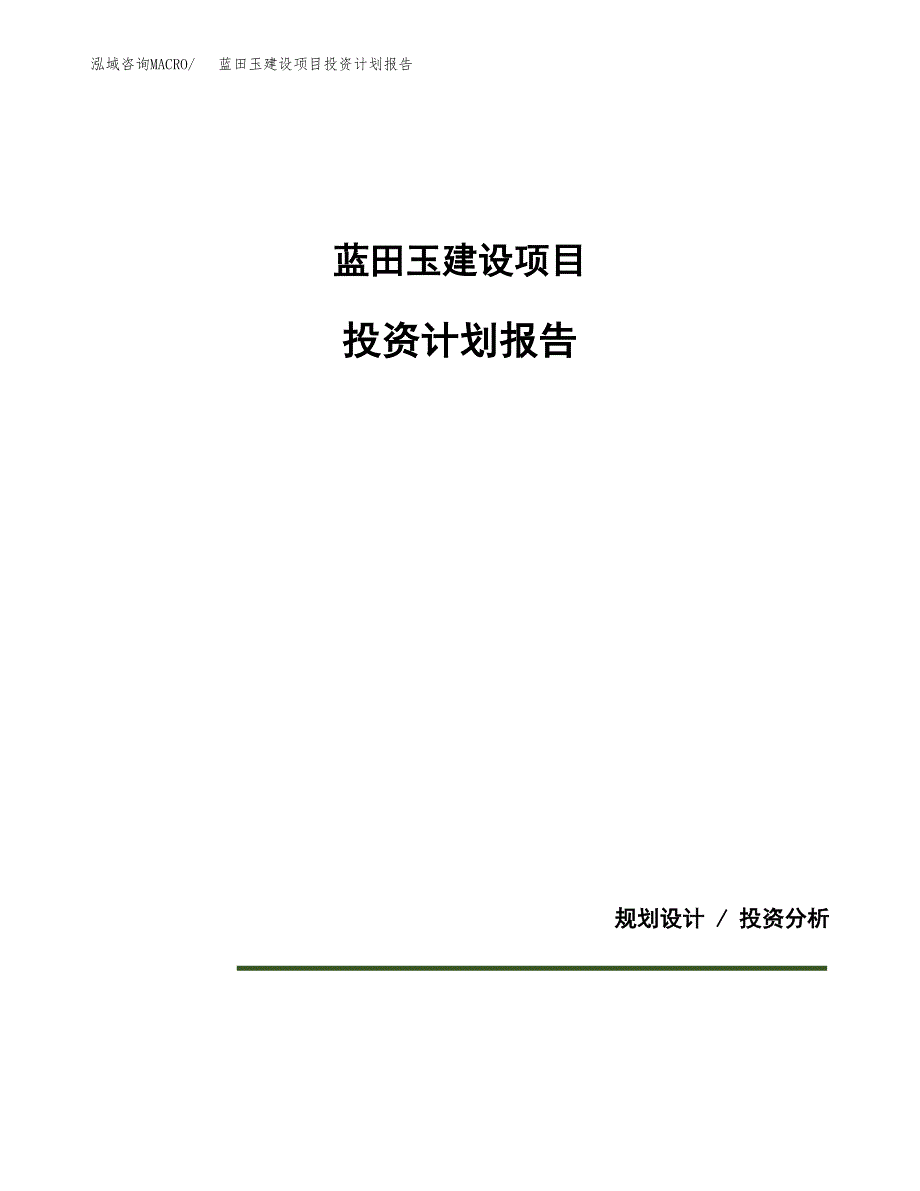 蓝田玉建设项目投资计划报告.docx_第1页