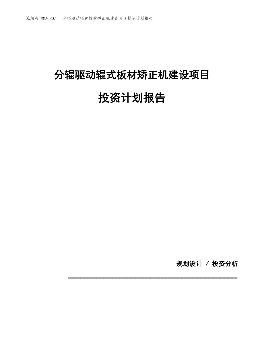 分辊驱动辊式板材矫正机建设项目投资计划报告.docx_第1页