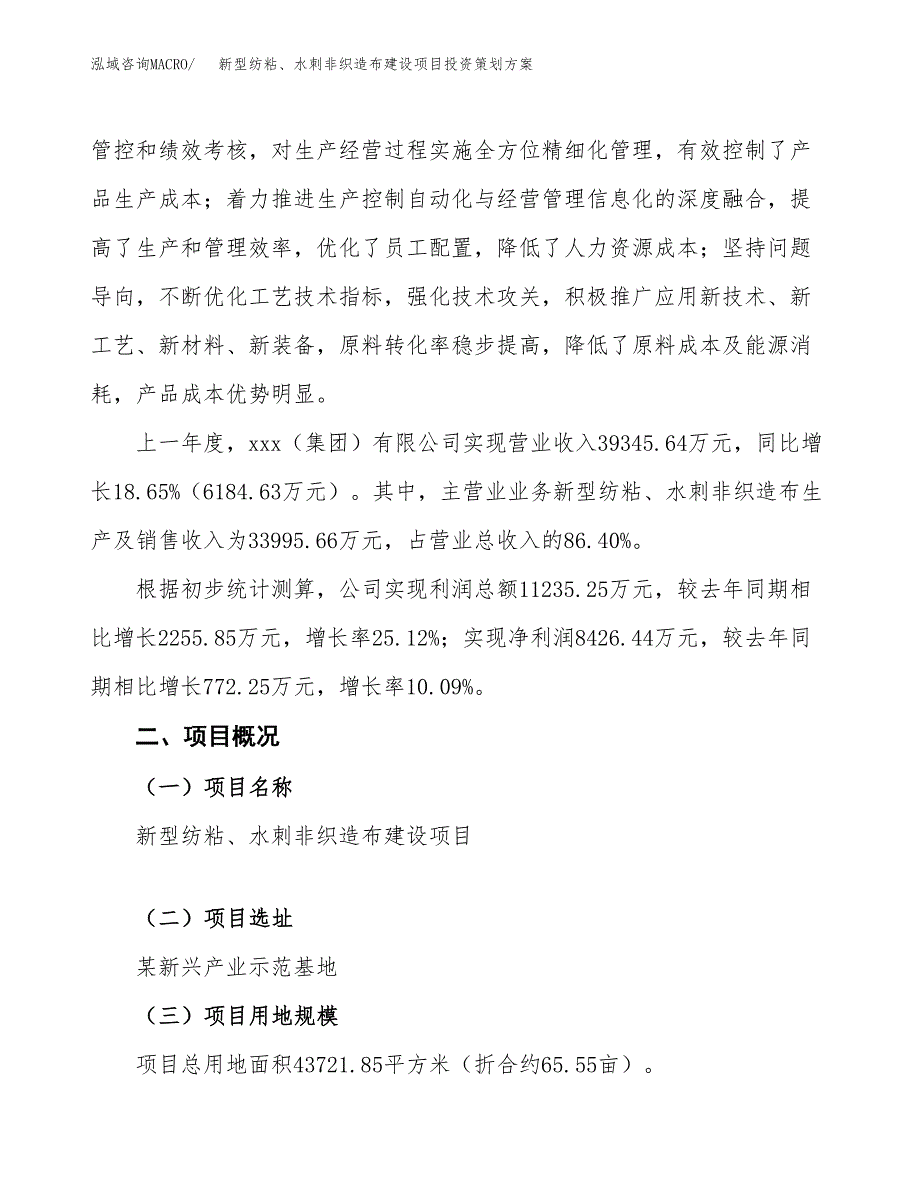 新型纺粘、水刺非织造布建设项目投资策划方案.docx_第2页