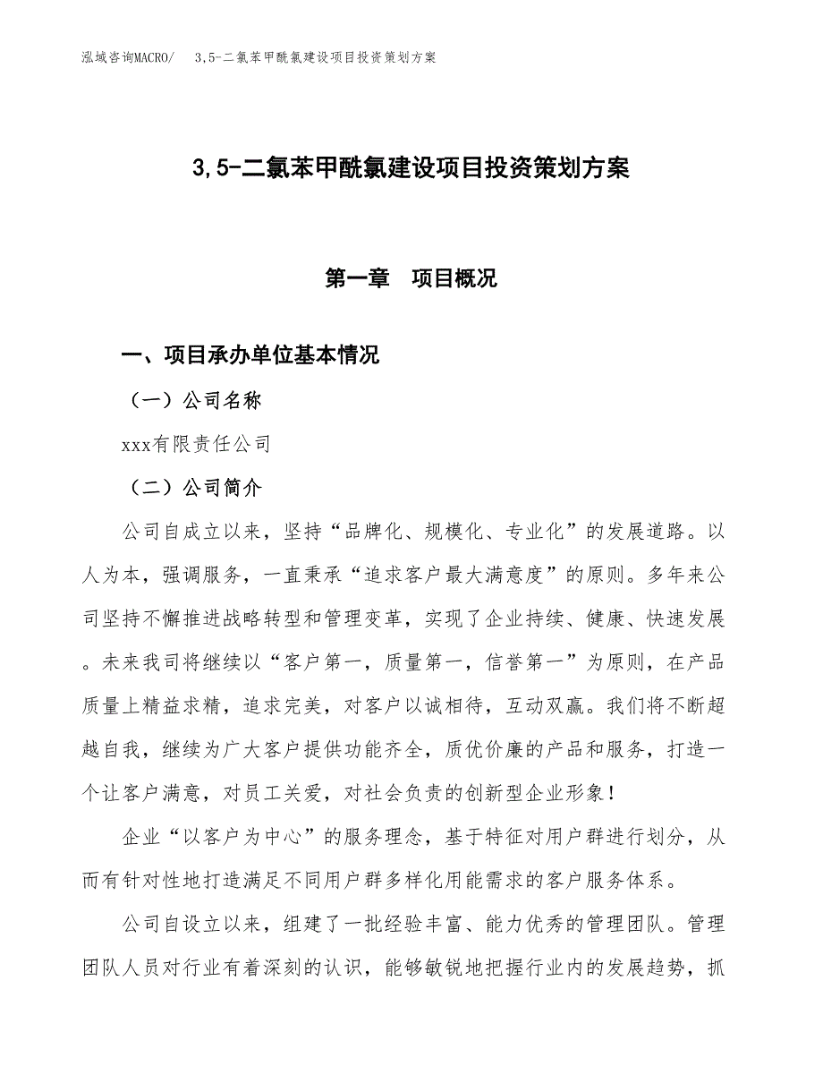 3，5-二氯苯甲酰氯建设项目投资策划方案.docx_第1页