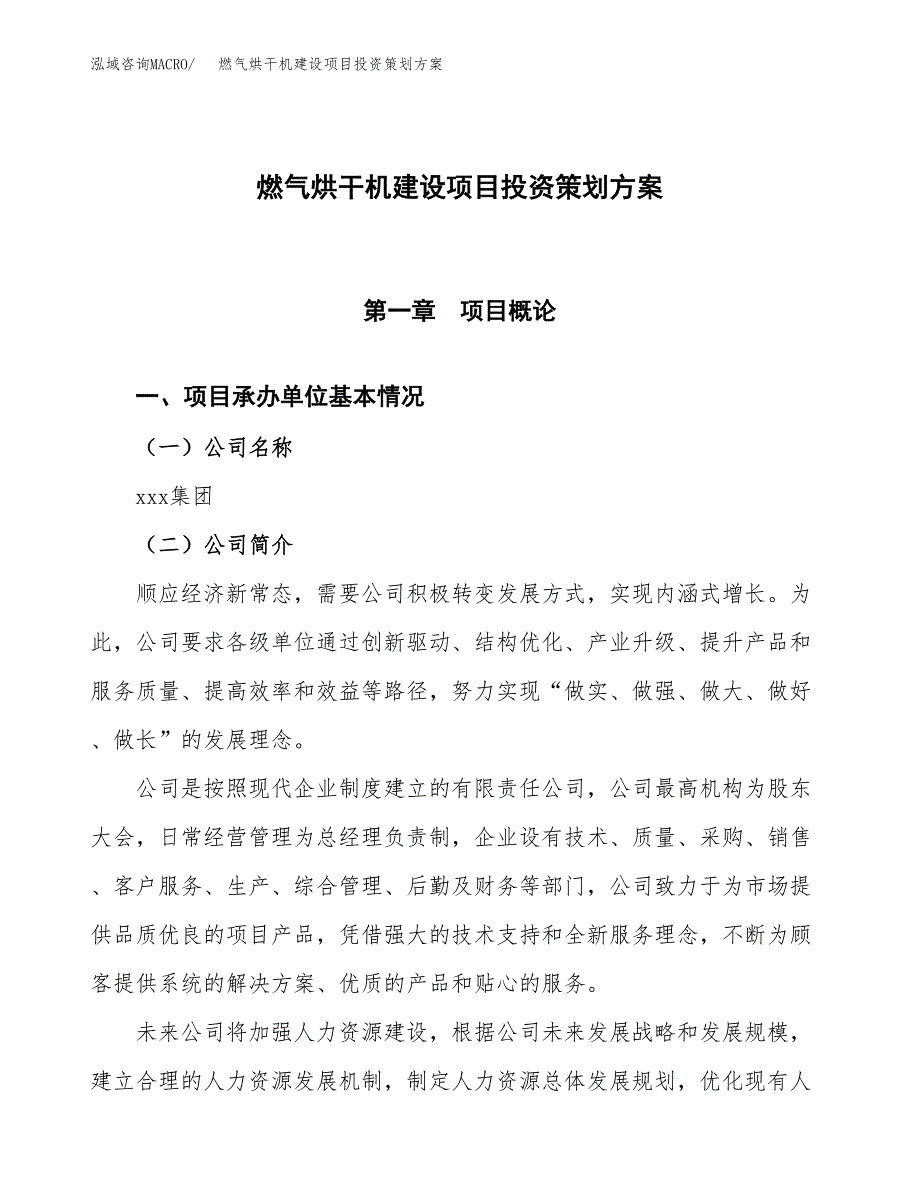 燃气烘干机建设项目投资策划方案.docx_第1页