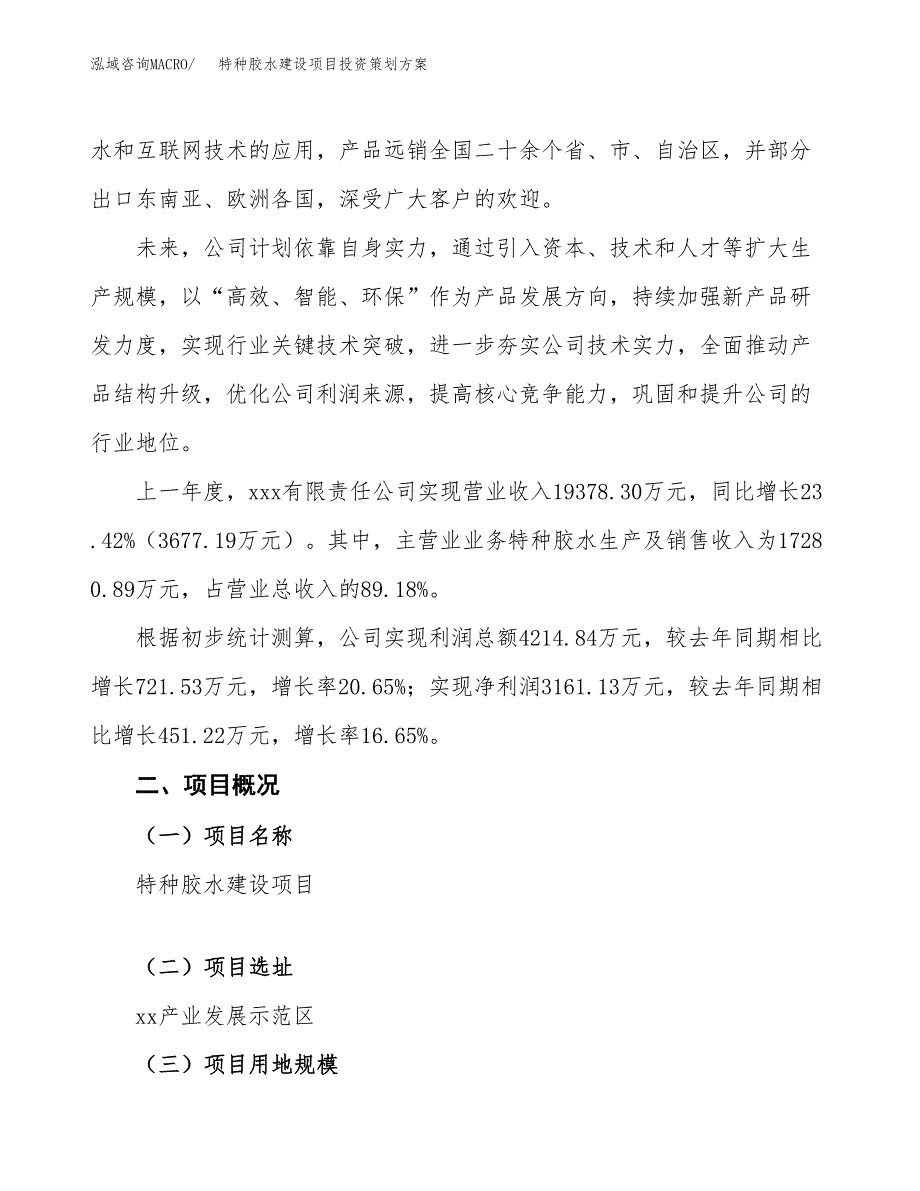 特种胶水建设项目投资策划方案.docx_第2页