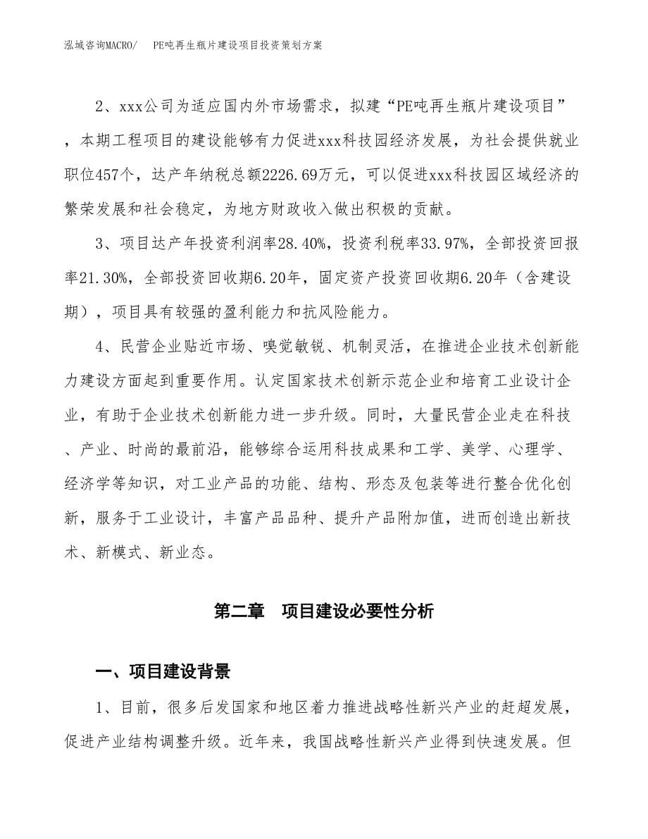 PE吨再生瓶片建设项目投资策划方案.docx_第5页