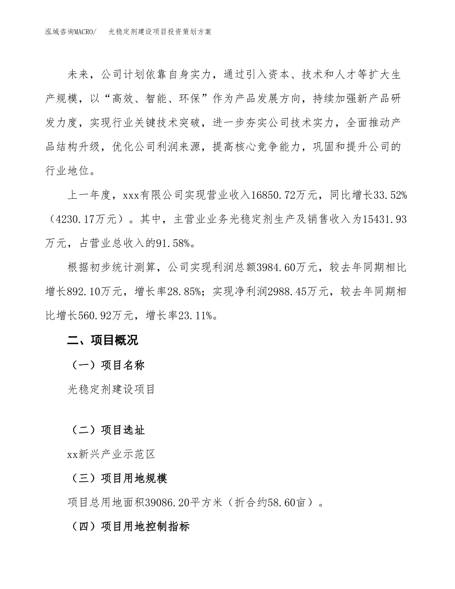 光稳定剂建设项目投资策划方案.docx_第2页