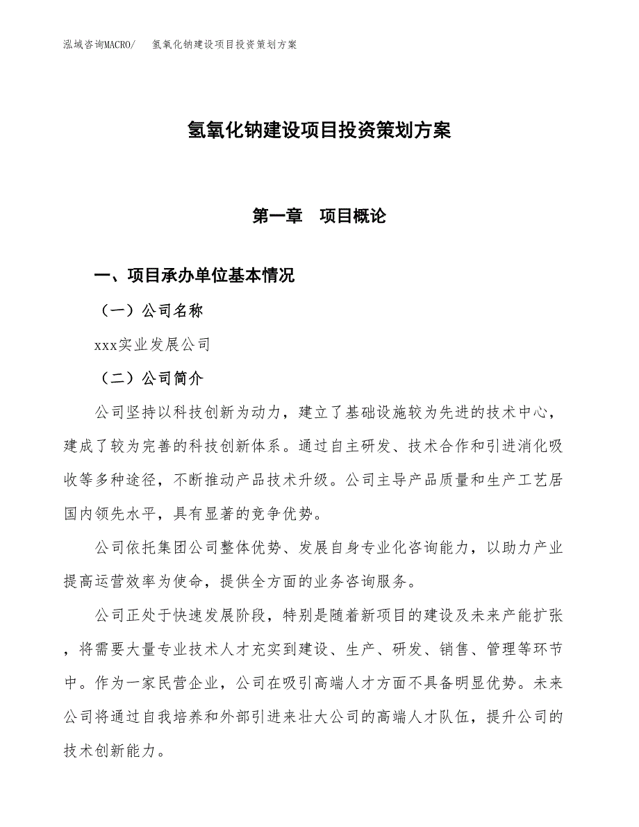 氢氧化钠建设项目投资策划方案.docx_第1页