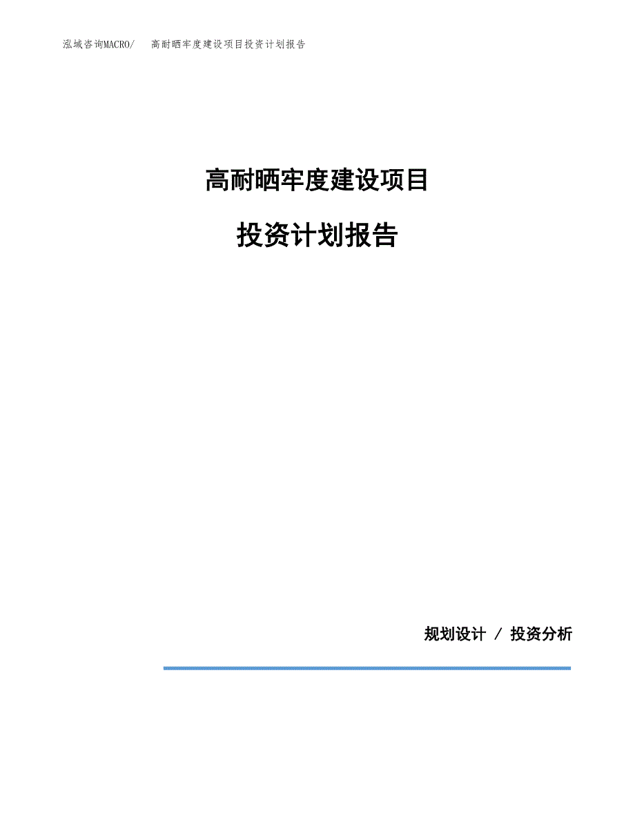 高耐晒牢度建设项目投资计划报告.docx_第1页