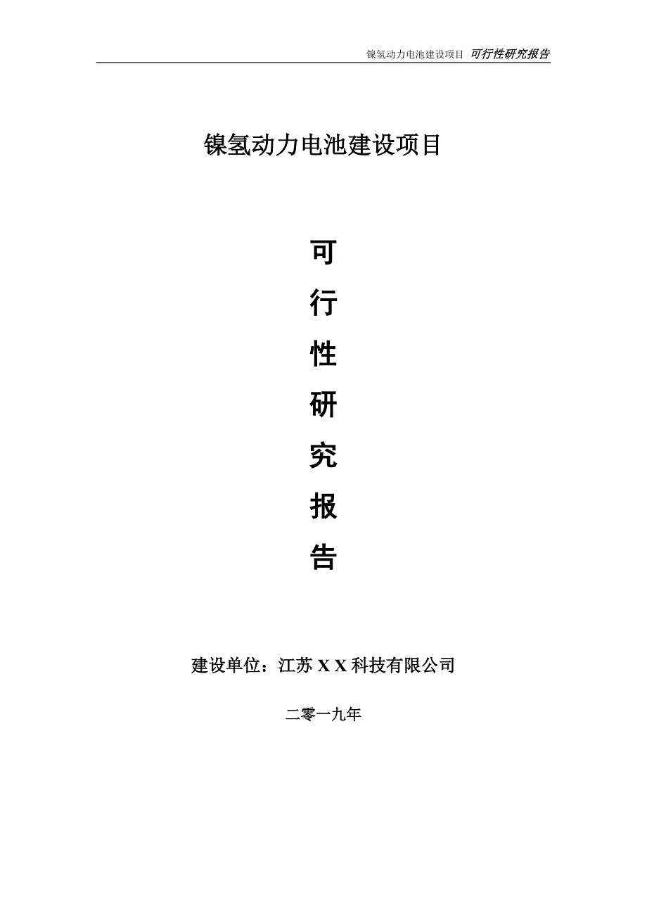 镍氢动力电池项目可行性研究报告【备案定稿可修改版】_第1页