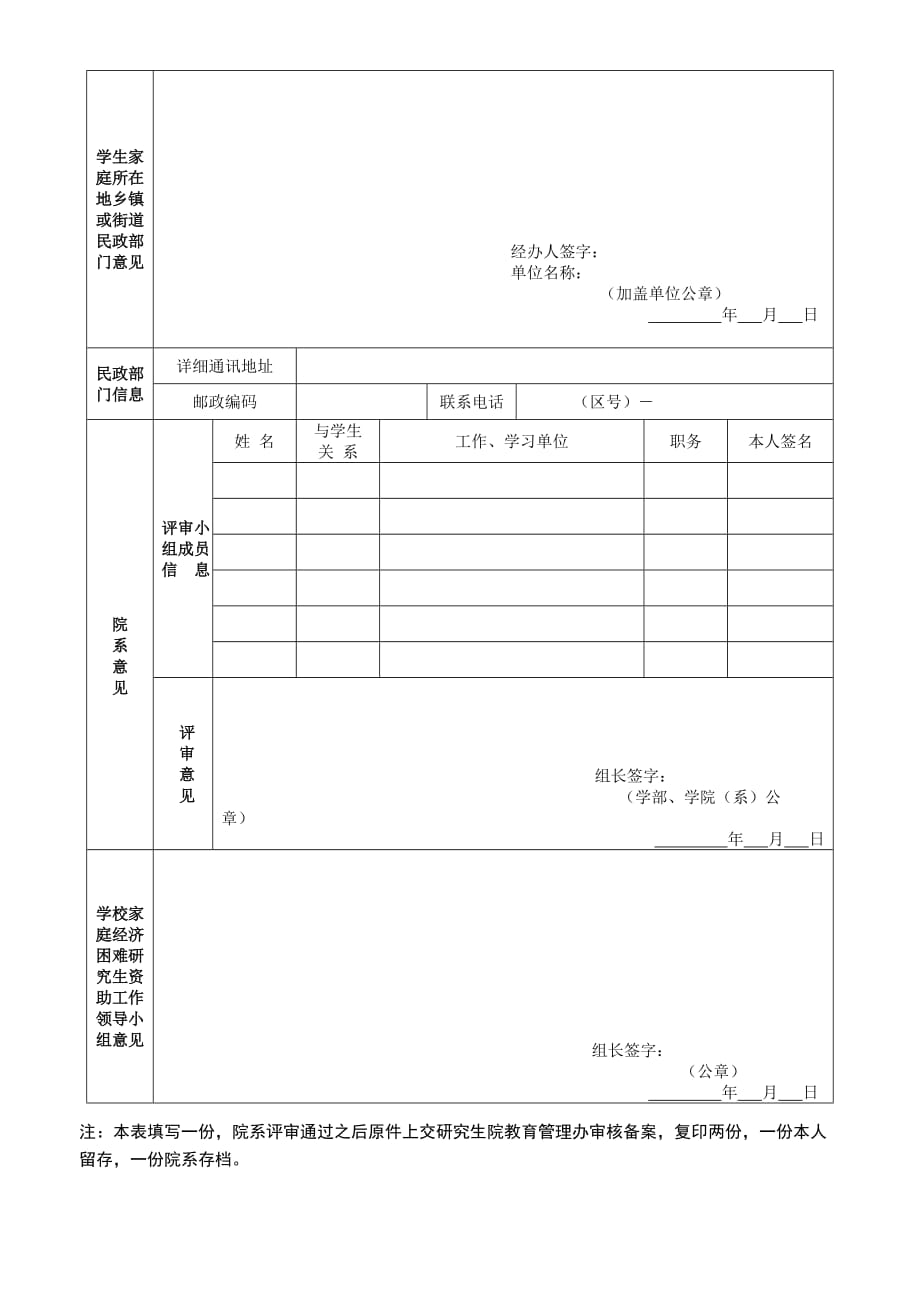 大连理工大学家庭经济困难研究生认定申请表_第2页