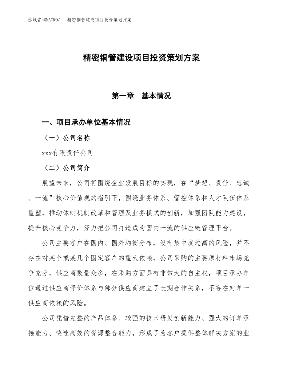 精密铜管建设项目投资策划方案.docx_第1页