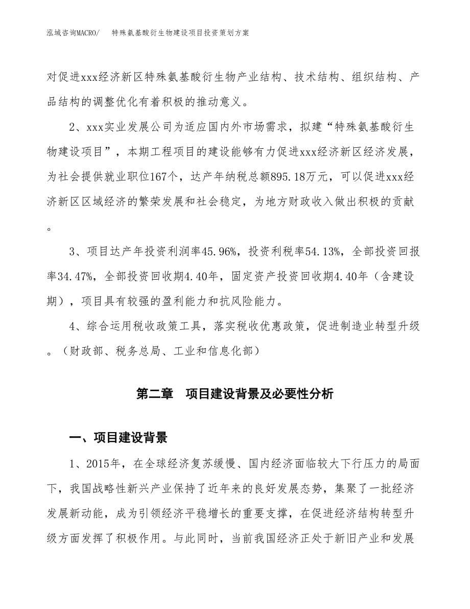 特殊氨基酸衍生物建设项目投资策划方案.docx_第5页