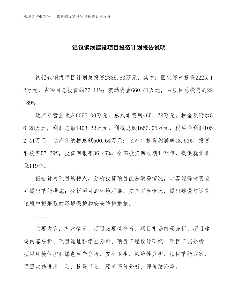 铝包钢线建设项目投资计划报告.docx_第2页