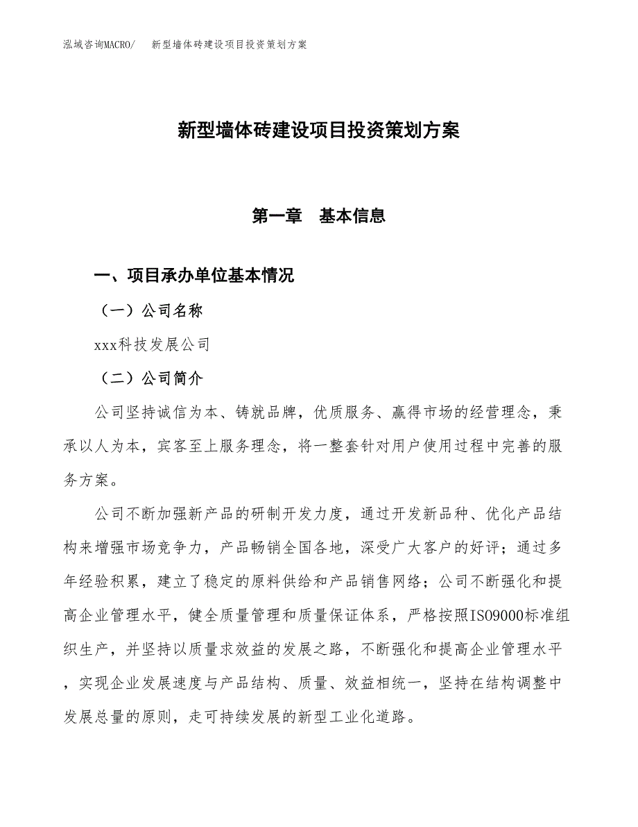 新型墙体砖建设项目投资策划方案.docx_第1页